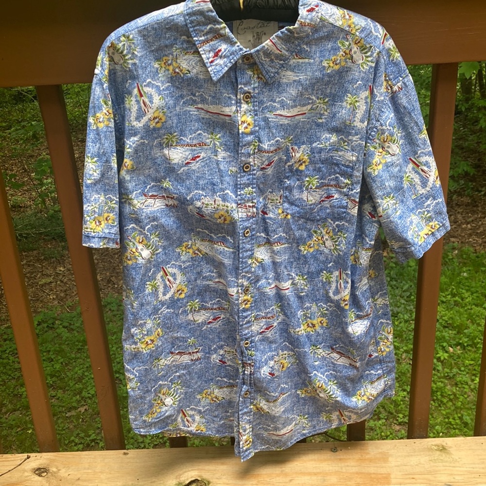 Coastal cotton Hawaiian button down shirt